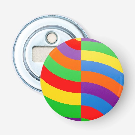 BIG FAT RAINBOW STRIPES CIRCLL BUTTON FLESOPENER (Voorkant)