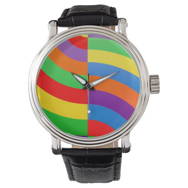 BIG FAT RAINBOW STRIPES CIRCLL HORLOGE (Voorkant)