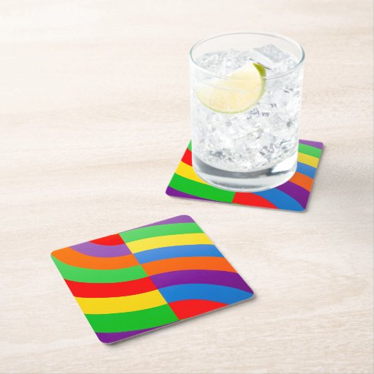 BIG FAT RAINBOW STRIPES CIRCLL KARTONNEN ONDERZETTERS (Insitu)