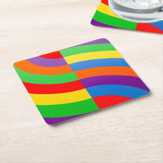 BIG FAT RAINBOW STRIPES CIRCLL KARTONNEN ONDERZETTERS (Schuin)