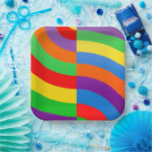 BIG FAT RAINBOW STRIPES CIRCLL PAPIEREN BORDJE (Feest)