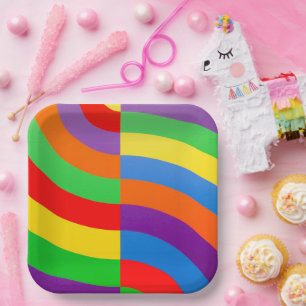 BIG FAT RAINBOW STRIPES CIRCLL PAPIEREN BORDJE