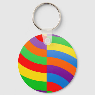 BIG FAT RAINBOW STRIPES CIRCLL SLEUTELHANGER