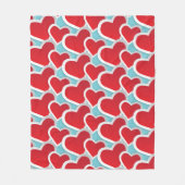 Big Fat Red Hearts in een herstellend patroon Fleece Deken (Voorkant)