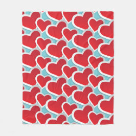 Big Fat Red Hearts in een herstellend patroon Fleece Deken