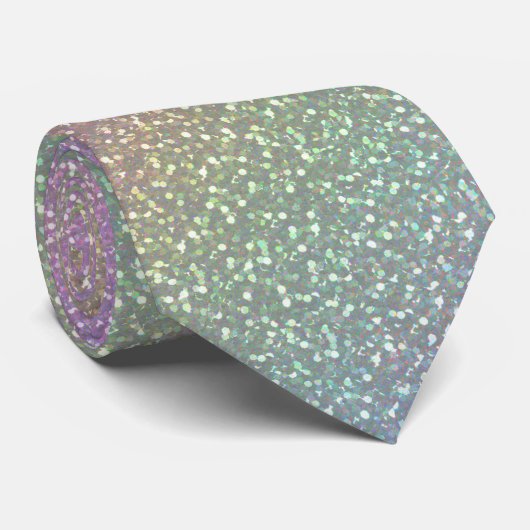 Big Faux Glitter Sparkles Shiny Rainbow Pearl Stropdas (Opgerold)