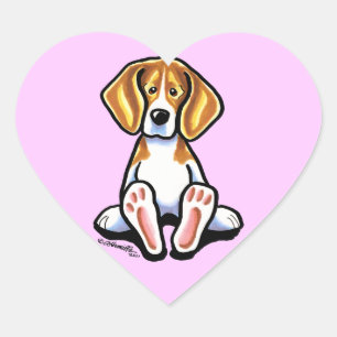 Big Feet Beagle Off-Leash Art™ Hart Sticker