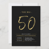 Big Fifty | Goud & Zwart 50ste verjaardagsfeestje Kaart (Voorkant)