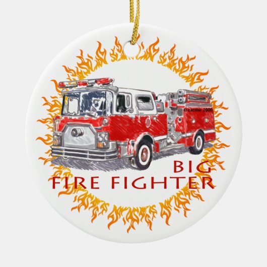 Big Firetruck Firefighter ornament (Voorkant)