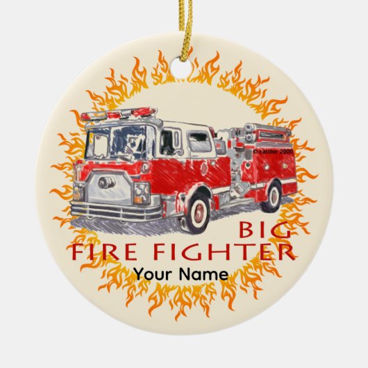 Big Firetruck Firefighter ornament (Voorkant)