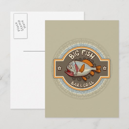 Big Fish Bar en grill Poster Briefkaart (Voorkant / Achterkant)