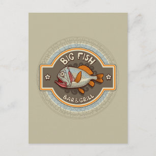 Big Fish Bar en grill Poster Briefkaart