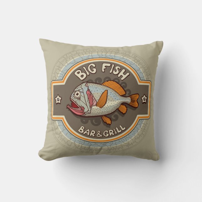 Big Fish Bar en grill Poster Kussen (Voorkant)