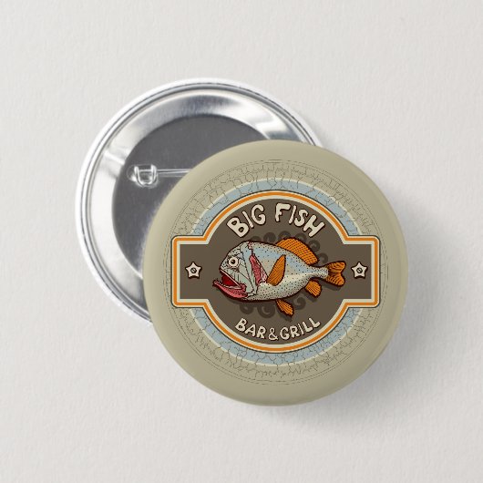 Big Fish Bar en grill Poster Ronde Button 5,7 Cm (Voorkant /achterkant)