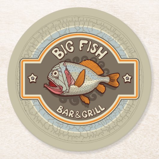 Big Fish Bar en grill Poster Ronde Kartonnen Onderzetter (Voorkant)