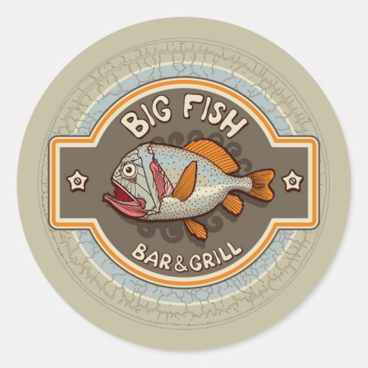 Big Fish Bar en grill Poster Ronde Sticker (Voorkant)