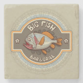 Big Fish Bar en grill Poster Stenen Onderzetter (Voorkant)