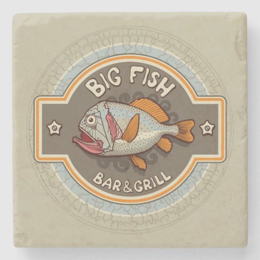 Big Fish Bar en grill Poster Stenen Onderzetter (Voorkant)