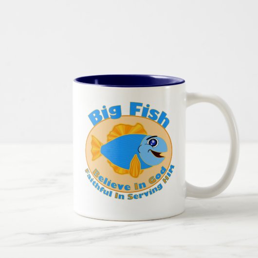 Big Fish Believe in God Tweekleurige Koffiemok (Rechts)