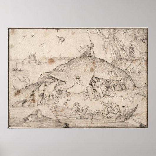 Big Fish Eat Little Fish van Pieter Bruegel Poster (Voorkant)
