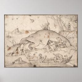 Big Fish Eat Little Fish van Pieter Bruegel Poster