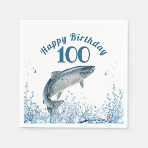 Big Fish in Water 100th Birthday Party Napkins Servet