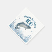Big Fish in Water 100th Birthday Party Napkins Servet (Hoek)