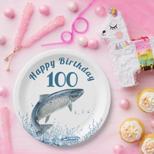 Big Fish in Water 100th Birthday Party Paper Bord (Feest)
