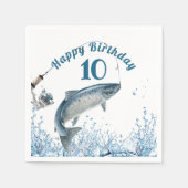 Big Fish in Water 10th Birthday Party Napkins Servet (Voorkant)