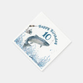 Big Fish in Water 10th Birthday Party Napkins Servet (Hoek)