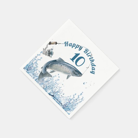 Big Fish in Water 10th Birthday Party Napkins Servet (Hoek)