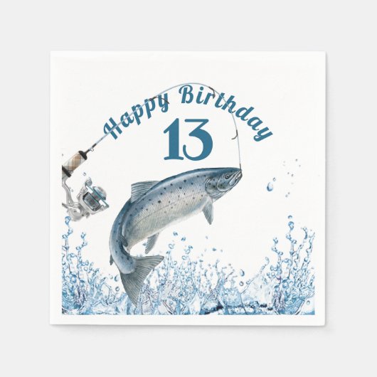 Big Fish in Water 13th Birthday Party Napkins Servet (Voorkant)