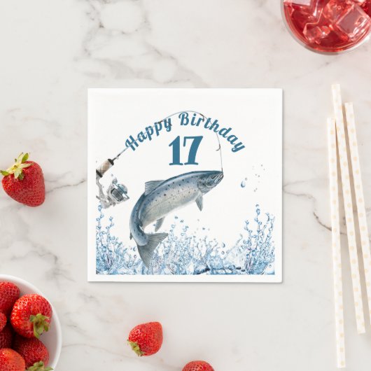Big Fish in Water 17th Birthday Party Napkins Servet (Insitu)