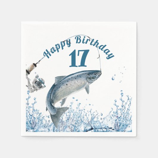 Big Fish in Water 17th Birthday Party Napkins Servet (Voorkant)