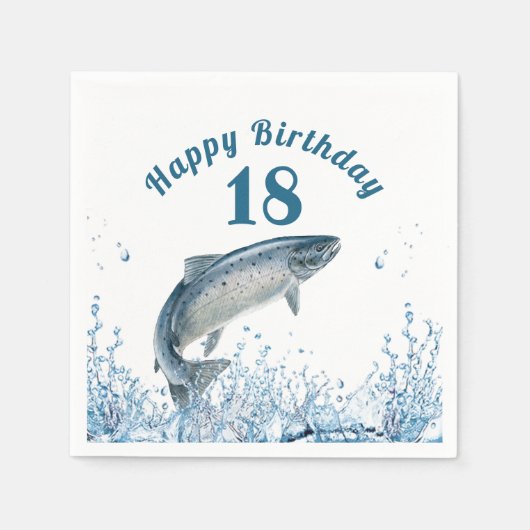 Big Fish in Water 18th Birthday Party Napkins Servet (Voorkant)