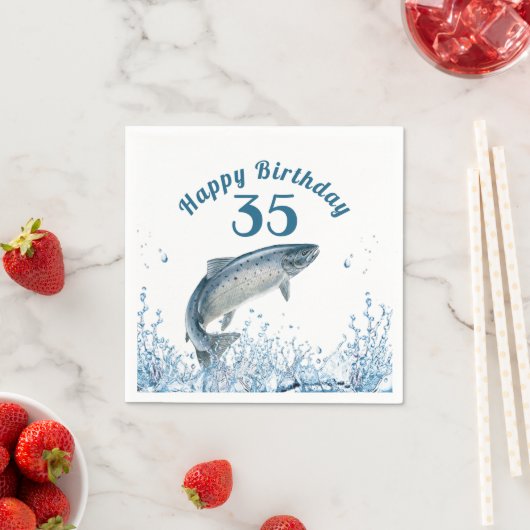 Big Fish in Water 35th Birthday Party Napkins Servet (Insitu)