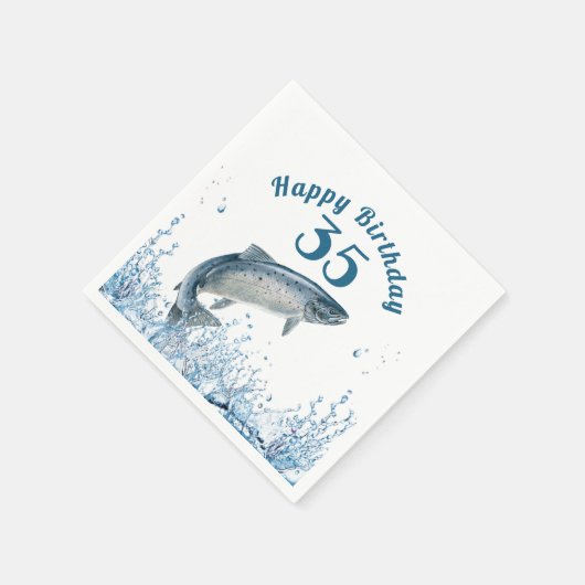 Big Fish in Water 35th Birthday Party Napkins Servet (Hoek)