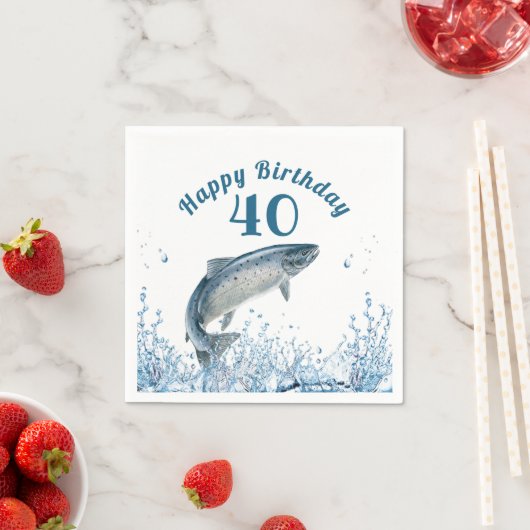 Big Fish in Water 40th Birthday Party Napkins Servet (Insitu)