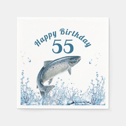Big Fish in Water 55th Birthday Party Napkins Servet (Voorkant)