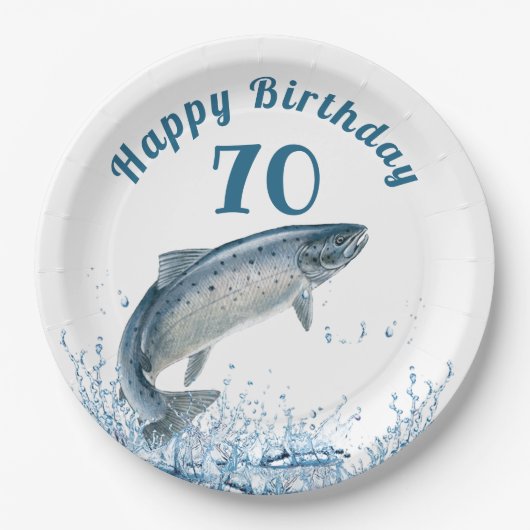 Big Fish in Water 70th Birthday Party Paper Bord (Voorkant)