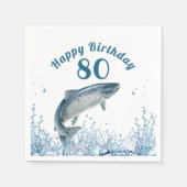 Big Fish in Water 80th Birthday Party Napkins Servet (Voorkant)