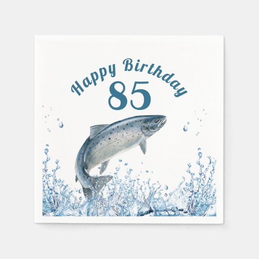 Big Fish in Water 85th Birthday Party Napkins Servet (Voorkant)