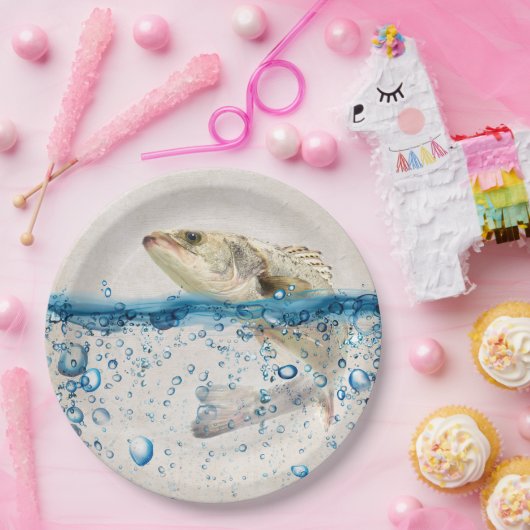 Big Fish Jumping Out of Blue Water Papieren Bordje (Feest)