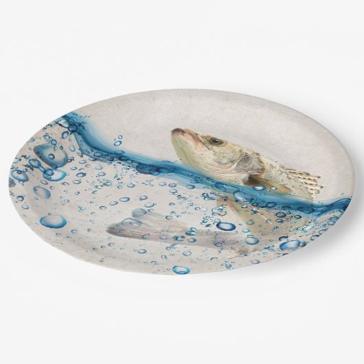 Big Fish Jumping Out of Blue Water Papieren Bordje (Gekanteld)
