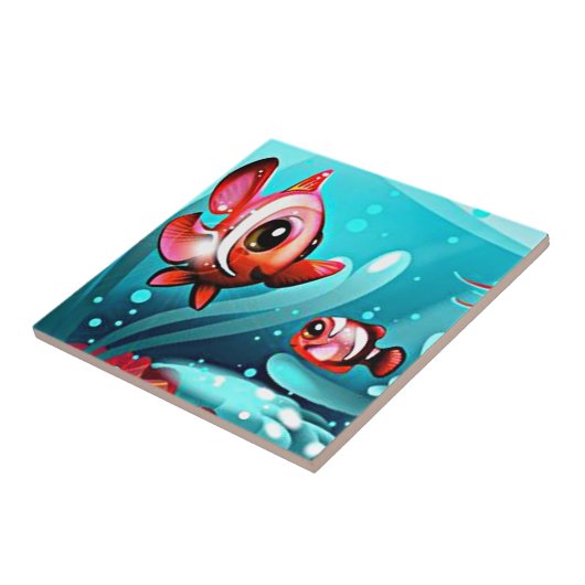 Big Fish Little Fish Tile Tegeltje (Zijkant)