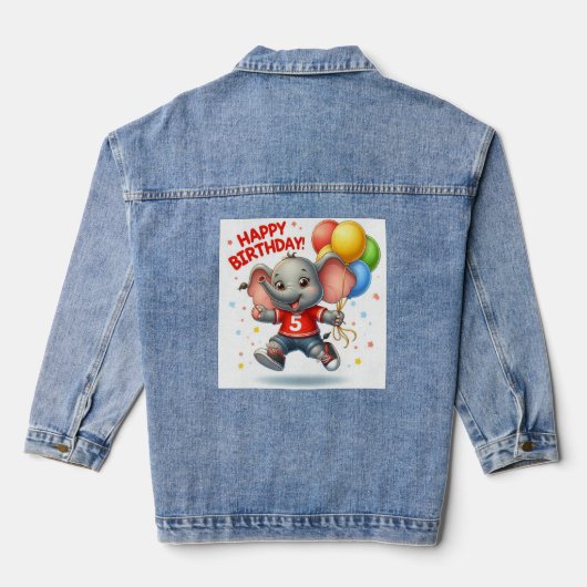 Big Five-viering: olifant met peuterballonnen Denim Jacket (Achterkant)