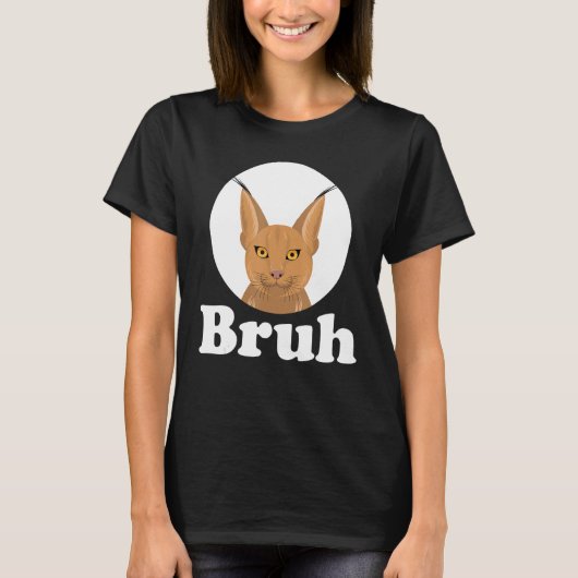 Big Floppa Caracal Cat Meme Bruh T-shirt (Voorkant)