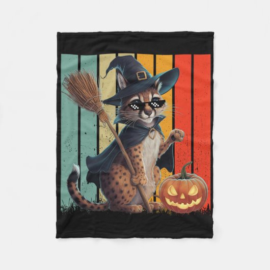 Big Floppa Meme Caracal Cat Halloween Fleece Deken (Voorkant)
