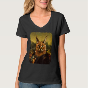 Big Floppa Meme Caracal retro Cat met gu T-shirt