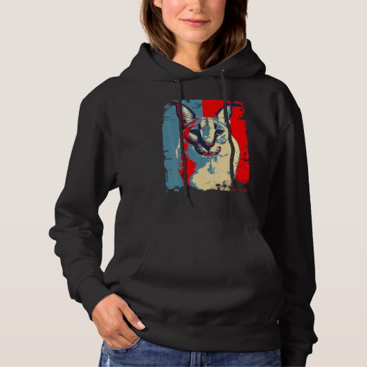Big Floppa Meme cat Cute  Caracal Cat retro distre Hoodie (Voorkant)